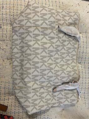 Michael Kors Cream and Light Gray Perforated Logo Tote